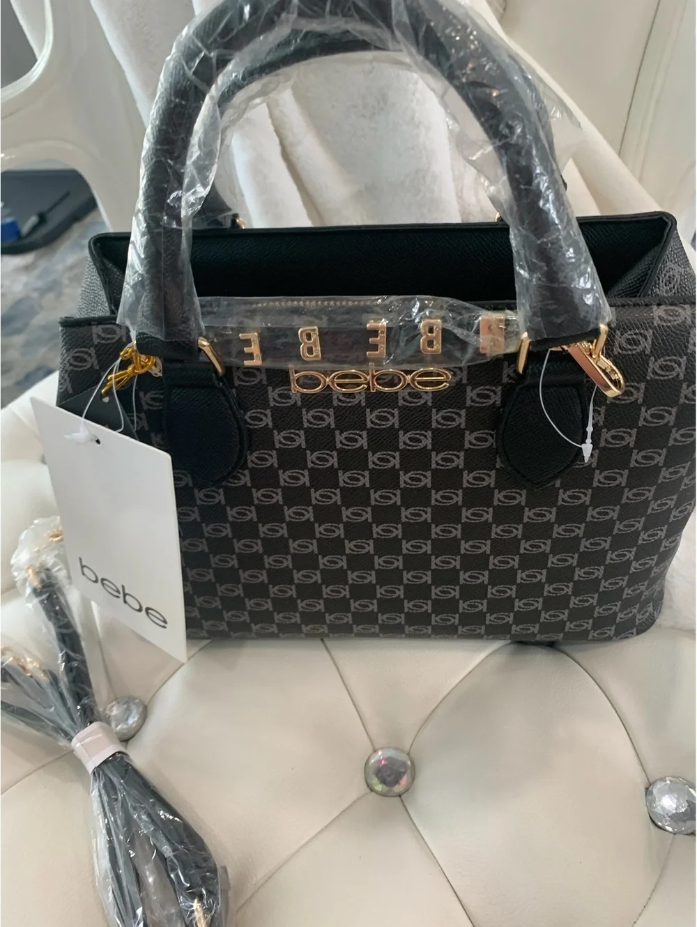 bebe Black All Seasons Satchel with Wallet
